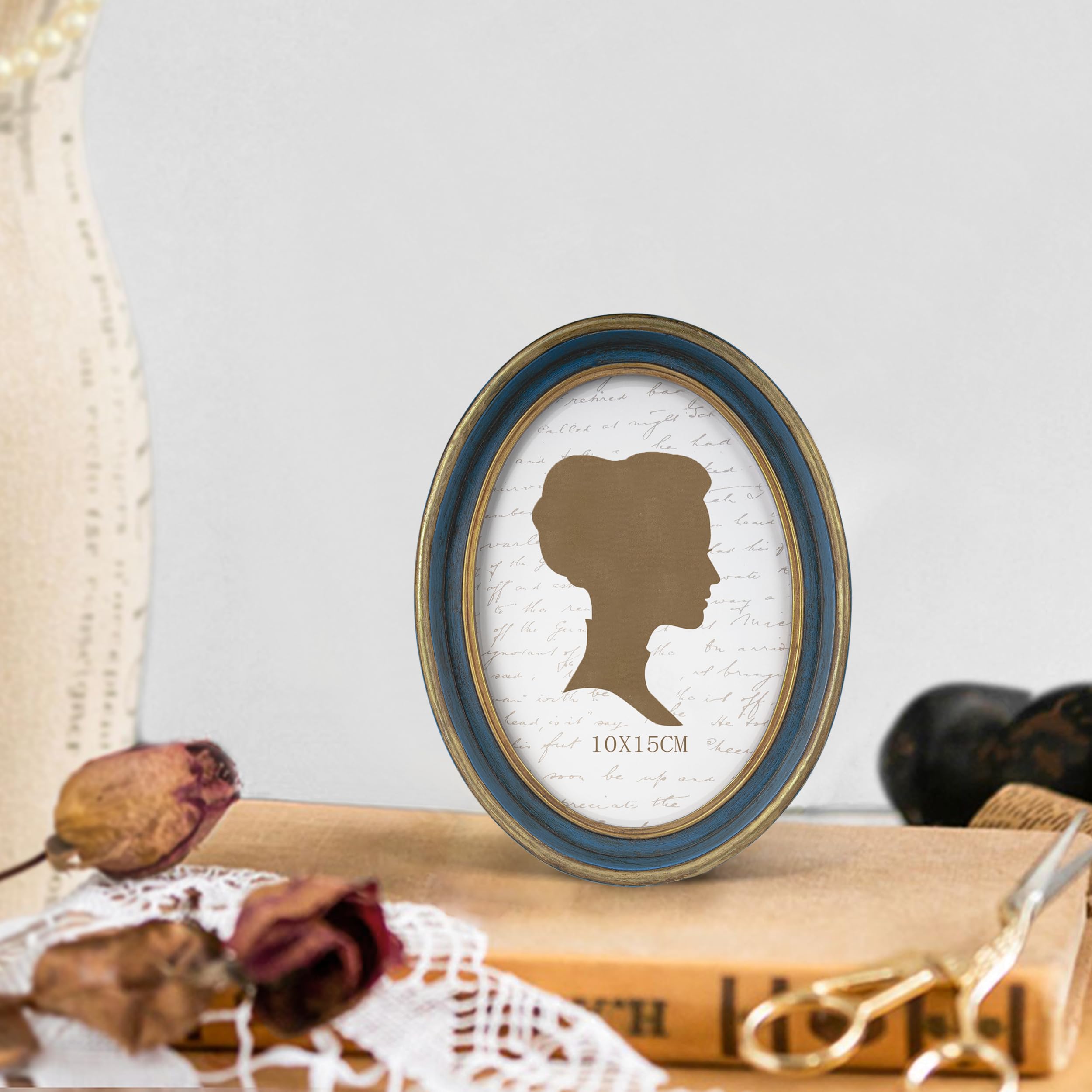 AELS 4x6 Inch Vintage Picture Frame, Elegant Antique Photo Frames with Glass Front, Photo Display, Tabletop Wall Hanging, Gift I